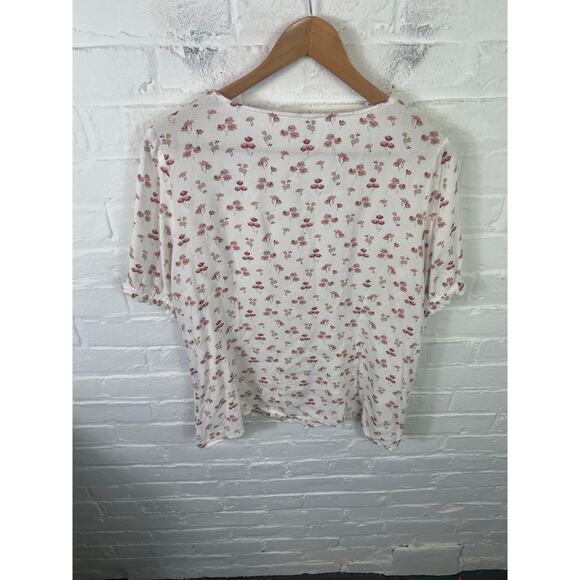 FatFace Women's Floral Button Up Blouse Short Sleeve White/Red Size 10 - Picture 3 of 4